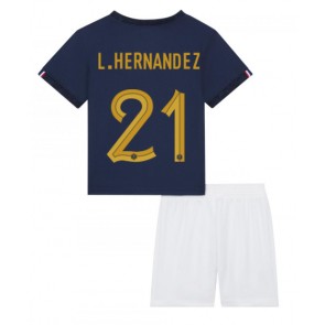 Frankrike Lucas Hernandez #21 babykläder Hemmatröja barn VM 2022 Korta ärmar (+ Korta byxor)